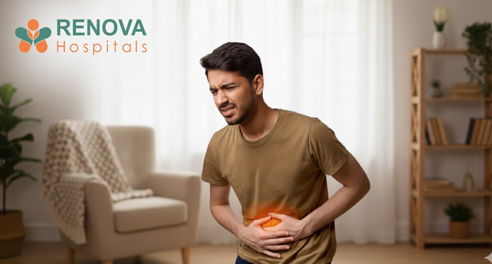 Digestive system illustration showing symptoms of irritable bowel syndrome